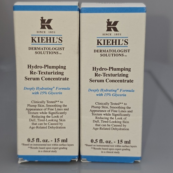 Kiehl's Other - KIEHLS Hydro Plumping Re texturizing‎ Serum Concentrate 0.5 oz 15 ml Lot Of 2